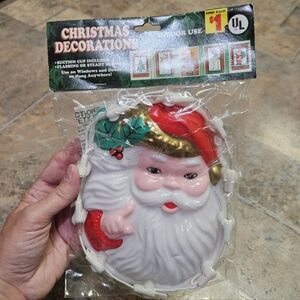 Vintage Small Lighted Plastic Santa Decoration
